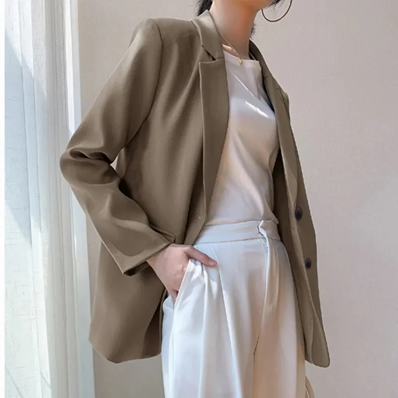 I DO: 01-05 00:14:45 Women Jacket New in Korean Fashion Small Suit Top Brown Suit Coat Clothes Loose Straight Temperament Slim B - Image 6