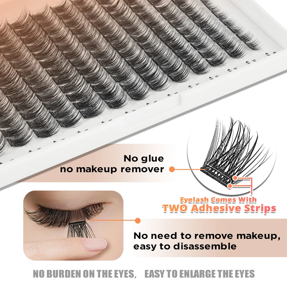 EASITENSION No Glue Needed Self Adhesive Cluster Lash Diy Adhesive Cluster Lashes Extension Reusable Glue-free Lashes - Image 2