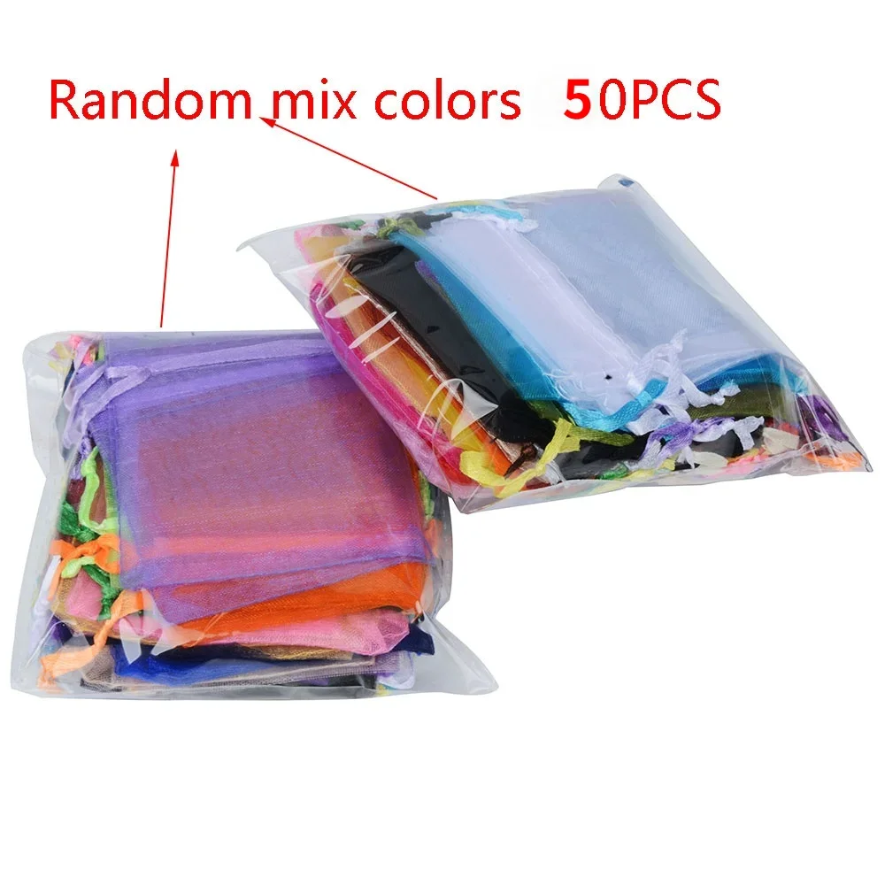 50pcs 24 Colors Jewelry Bag 5*7 7*9 9*12 10*15cm Wedding Gift Organza bag Jewelry Packaging Display & Jewelry Pouches - Image 3