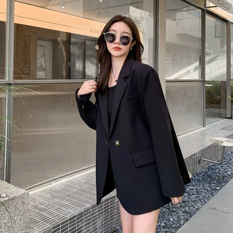 Long Women's Blazers Loose Jacket Dress Clothing Female Coats and Jackets Solid Over Black Youthful Woman Clothes New Outerwear - Image 5