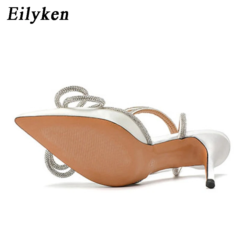 Eilyken Style Glitter Rhinestones Silk Women Pumps Crystal Bowknot Satin Spring Autumn Lady High Heels Party Prom Shoes - Image 5