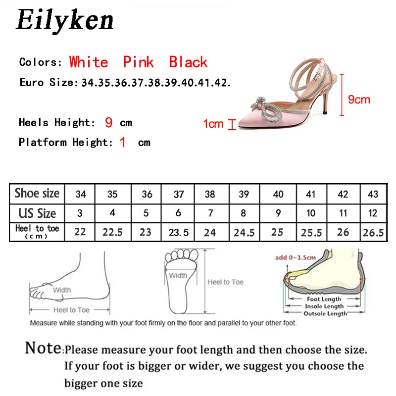 Eilyken Style Glitter Rhinestones Silk Women Pumps Crystal Bowknot Satin Spring Autumn Lady High Heels Party Prom Shoes - Image 6