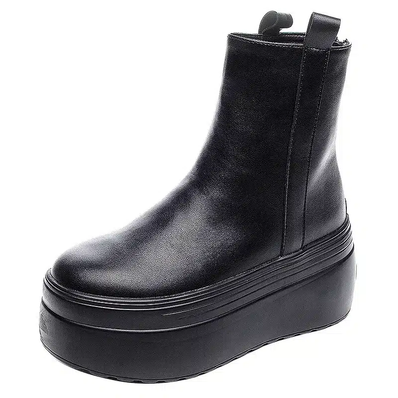 fujin Geunine Leather Super Thick Sole Women's Boots Genuine Leather Autumn Motorcycle Boots Ladies British Women's Ankle Boots - Image 8