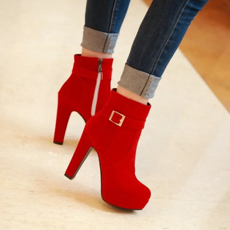 Large Sizes 33-43 Party Booties Woman Fashion High Heels Women's Shoes Sexy Add Fur Winter Ankle Boots Short Boots Ladies Shoes - Image 3