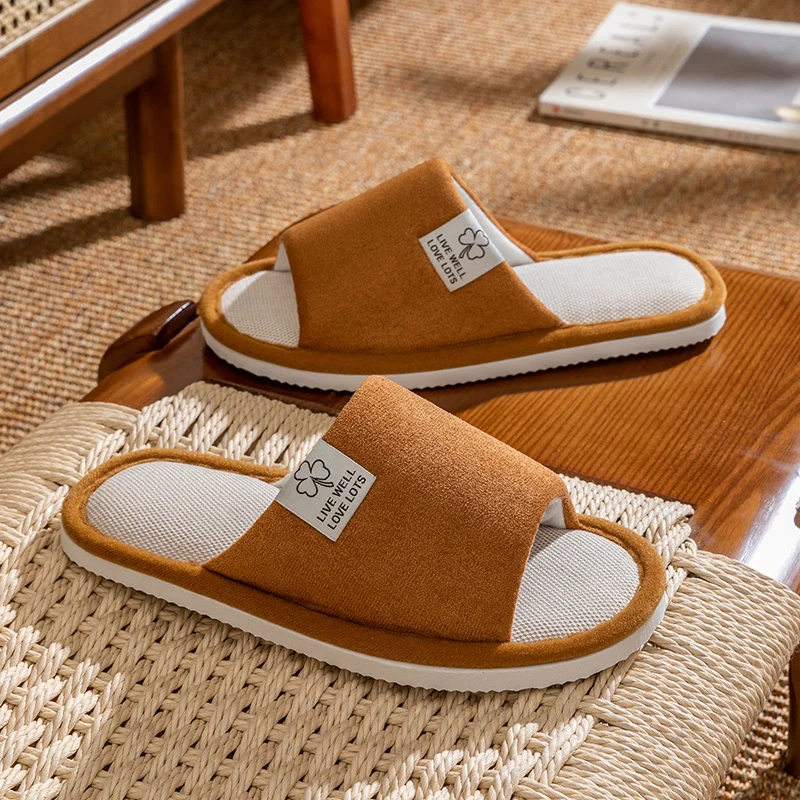 New Trend Women's Linen Slippers Summer Breathable Indoor House Slippers Non-Slip Odor-Resistant All-Season Linen Slippers Guest