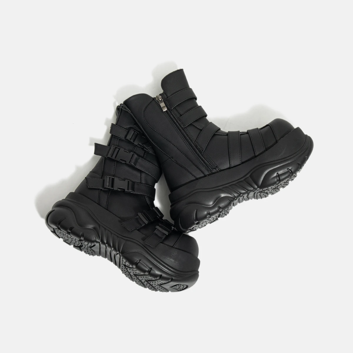 Dark Goth Big Head Women's Punk Style Muffin Thick Bottom Hot Girl Fried Street Rock Height Increasing round Head Ankle Boots - Image 3