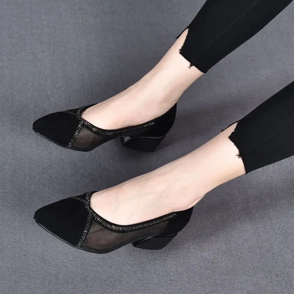 Woman Pumps Square Heels Shoes for Women Sexy Formal Non Slip On Offer Summer Fashion Popular Chic and Elegant Stylish