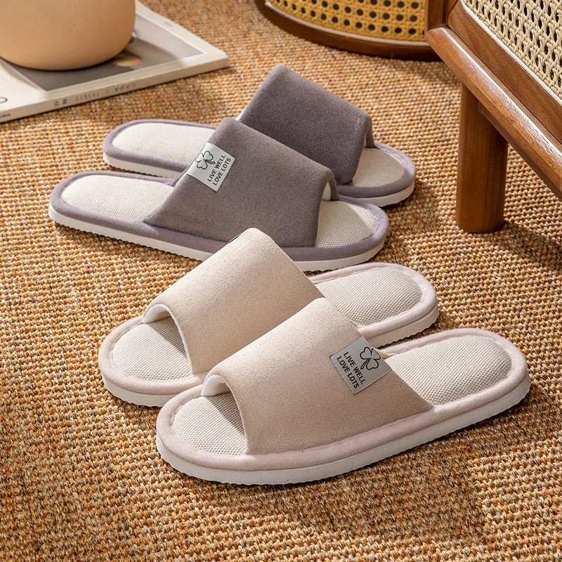 New Trend Women's Linen Slippers Summer Breathable Indoor House Slippers Non-Slip Odor-Resistant All-Season Linen Slippers Guest - Image 3
