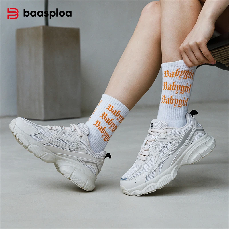 Baasploa Women Sports Shoes Outdoor Lightweight Breathable Jogging Sneakers Female Casual Mesh Anti-slip Lace Up Running Shoes - Image 2