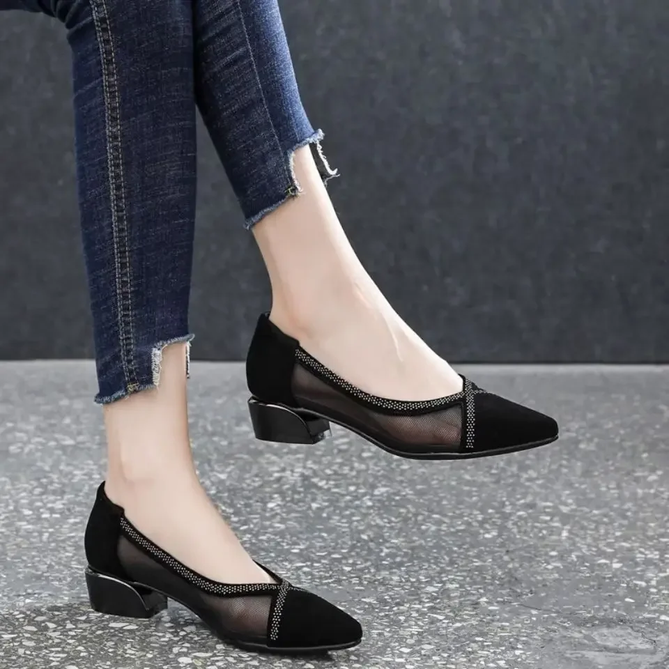 Woman Pumps Square Heels Shoes for Women Sexy Formal Non Slip On Offer Summer Fashion Popular Chic and Elegant Stylish - Image 3