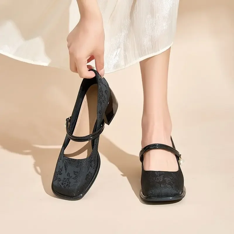 Square Toe Japanese Style Lolita Mary Jane Gothic Block Heel Ladies Pumps Chunky Heels Women's Shoes with Medium Discount Y2k 39 - Image 5