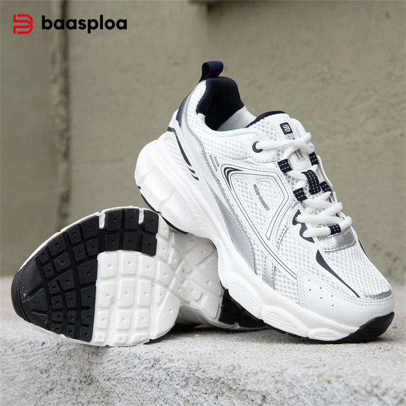 Baasploa Women Sports Shoes Outdoor Lightweight Breathable Jogging Sneakers Female Casual Mesh Anti-slip Lace Up Running Shoes - Image 3
