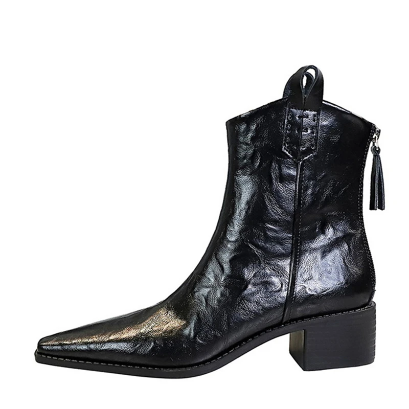BIGTREE Designer Punk Vintage Pointed Toe Women Ankle Boots Autumn Winter Zipper Shoes Fashion Square Heel Botas Mujer - Image 5