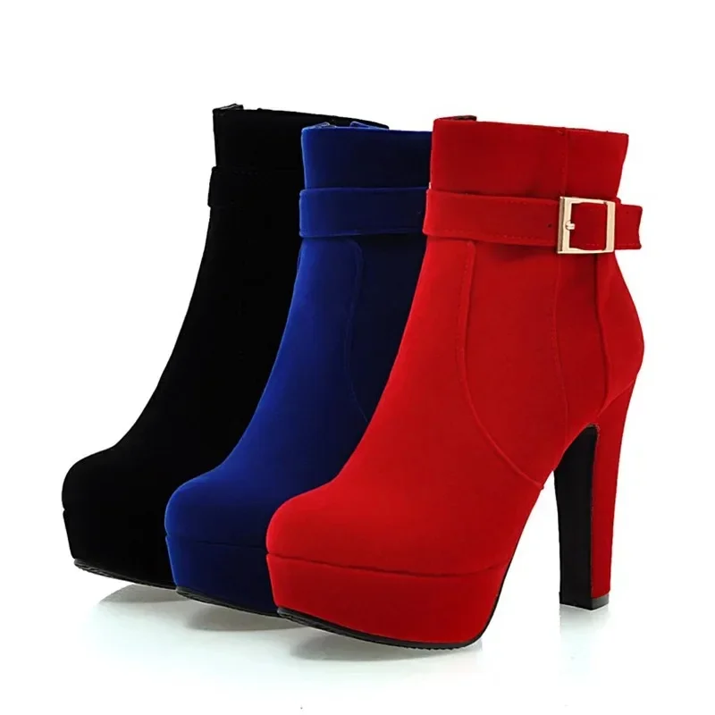 Large Sizes 33-43 Party Booties Woman Fashion High Heels Women's Shoes Sexy Add Fur Winter Ankle Boots Short Boots Ladies Shoes - Image 6