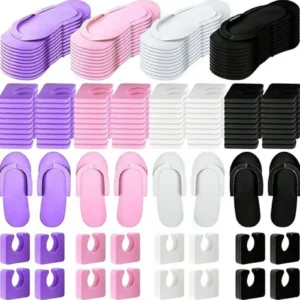 10Pairs Disposable Pedicure Slippers and Toe Separators Kit 10 Toe Separators for Women Nail Hotel Salon Spa Party