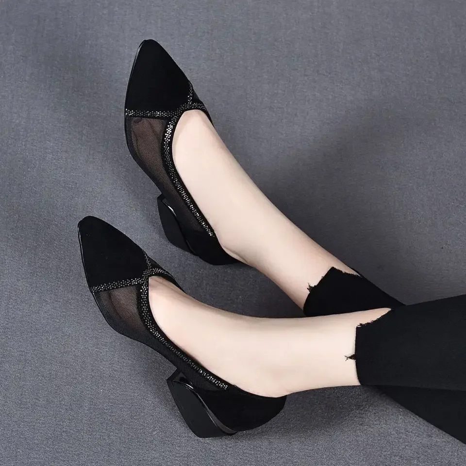 Woman Pumps Square Heels Shoes for Women Sexy Formal Non Slip On Offer Summer Fashion Popular Chic and Elegant Stylish - Image 5